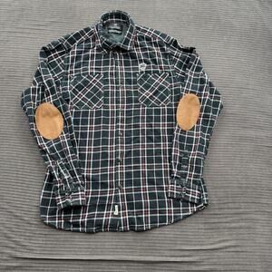 Scotch & Soda Shirt Mens XL Black Red Plaid Worker 24h Patch Elbow Western